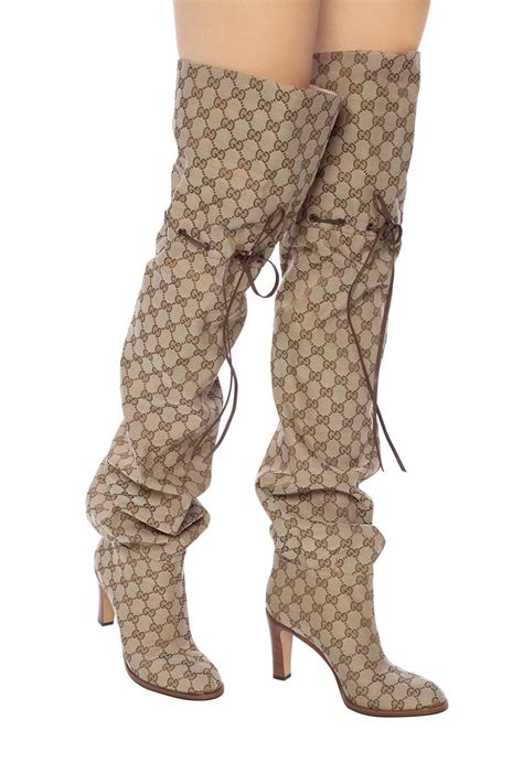 gucci monogram knee high boots|Gucci thigh high boots sale.